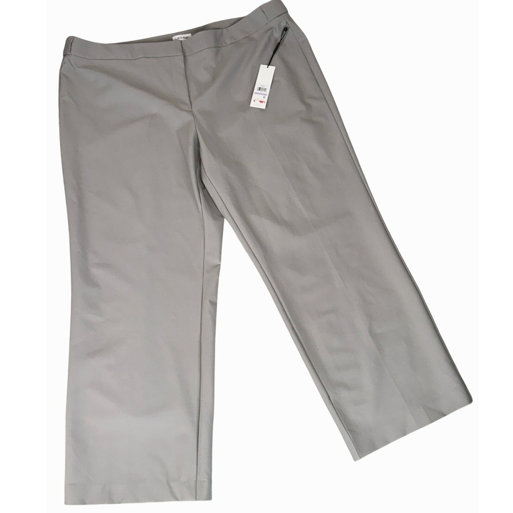 Calvin Klein Dress Pants Women's 22W Gray Stretch Tailored Slacks NWT Trouser